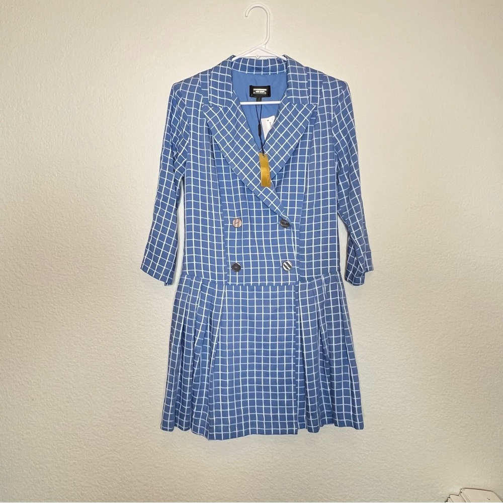 Alexia Admore Blue Checkered Women's Jacket & Coat
